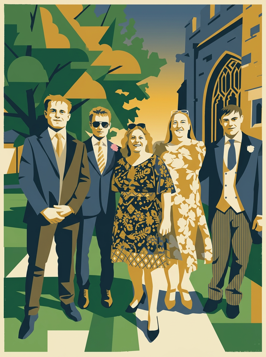 Family, frocks and a country church